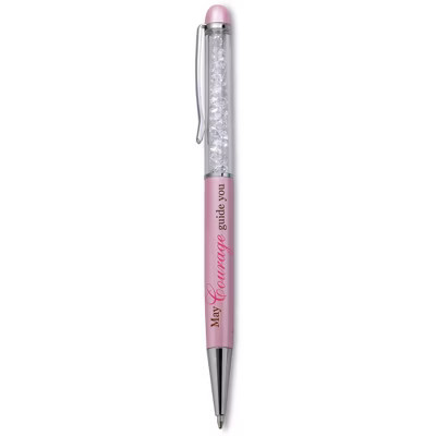 Pavilion Gift Company - Courage - Pink Pen - 5.75" w/Clear Crystal Gems - Pens | Target
