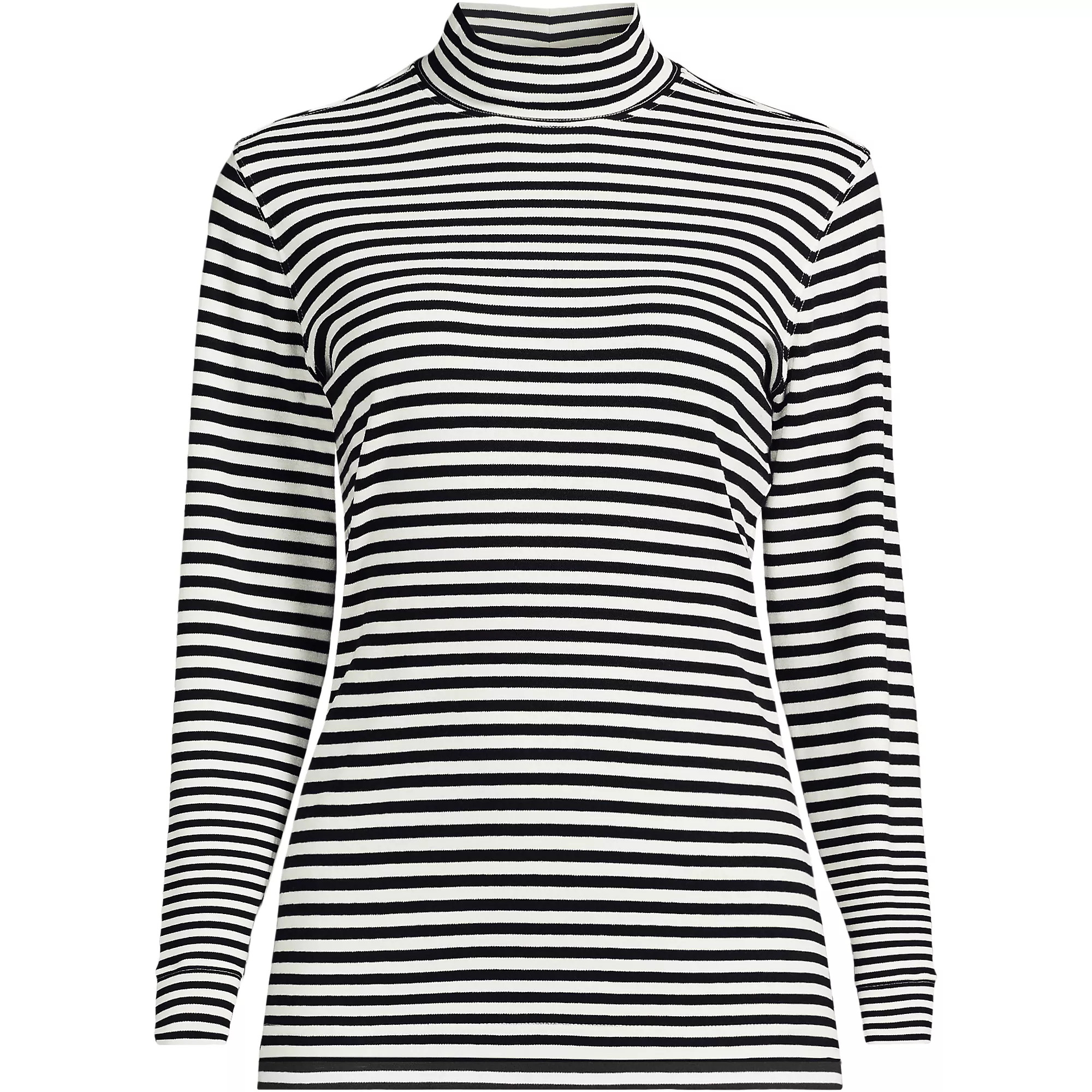 Women's Plus Size Relaxed Cotton Long Sleeve Mock Turtleneck | Lands' End (US)