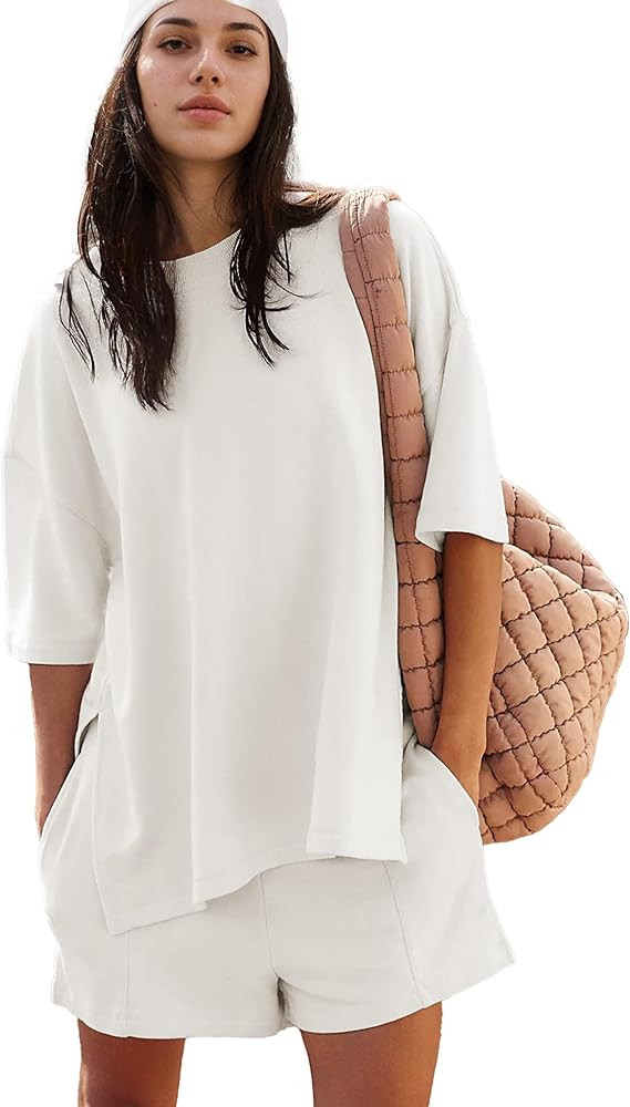 Women Lounge Sets Short Sleeve Cute Tops Shorts Plus Size 2 Piece Outfits Summer Maternity Pj Set... | Amazon (US)