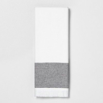 Colorblock Stripe Hand Towel Gray - Hearth & Hand™ with Magnolia | Target