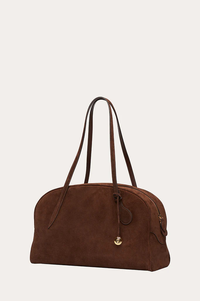 Bowling Bag Dark Brown Suede | LITTLE LIFFNER