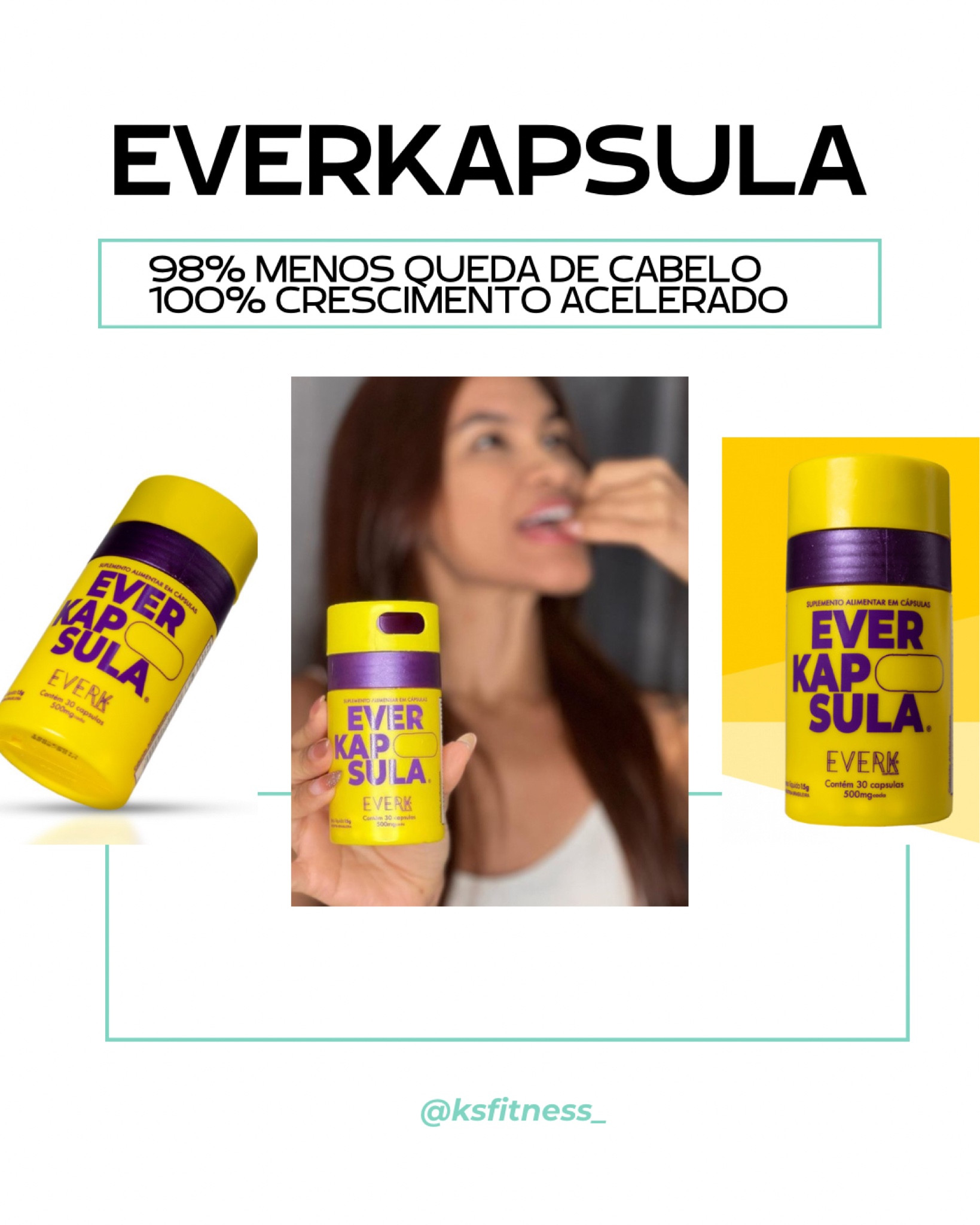 Everkapsula: Suplemento alimentar que trata os fios dos cabelos de dentro para fora, proporcionando saúde, hidratação e força para cabelos longos e saudáveis. 
Além disso, o Everkapsula contém vitaminas que podem tratar unhas e deixá-las mais resistentes. 

#LTKbeauty #LTKbrasil