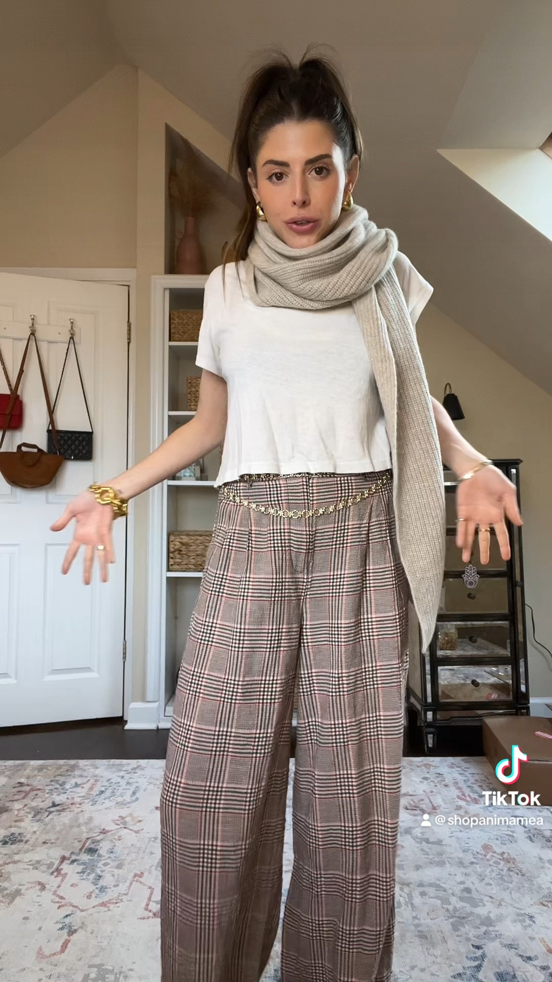 Outfit of the day! Accessorized with some of my favorite new Anima Mea pieces - the Aura chain belt and Goldie earrings

#LTKSeasonal #LTKVideo #LTKGiftGuide