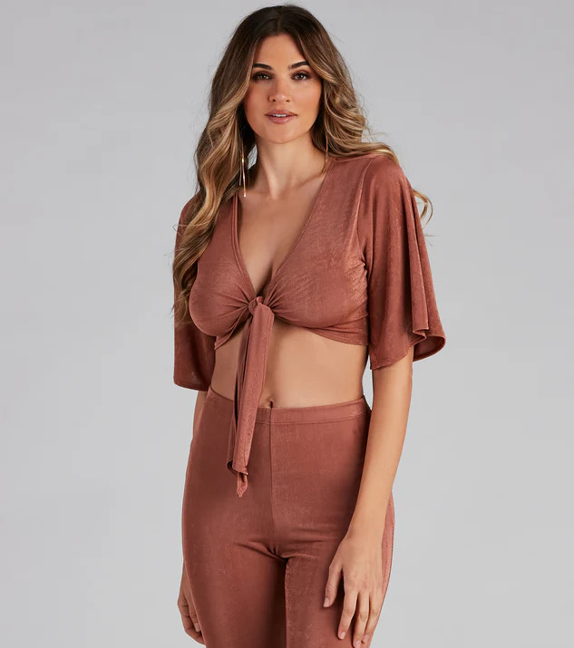 Flirty Flowy Sleeve Tie-Front Top | Windsor Stores