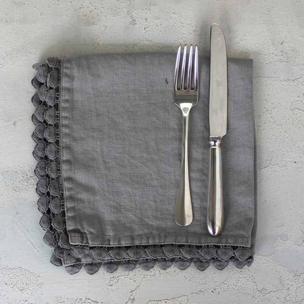 Set Of Four Stonewashed Grey Linen Napkins | Notonthehighstreet.com UK