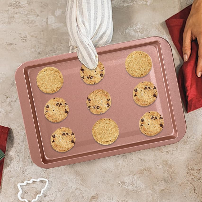 13"Pink Baking Sheet Set - Baking Trays For Oven Non-Stick Stainless Steel Cookie Sheet ，For Home Ki | Amazon (US)