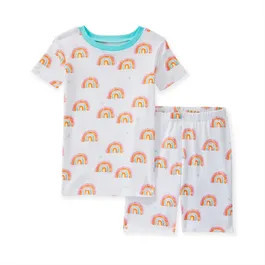 Sunset Rainbow Organic Cotton Girl Tee & Short PJ Set | Burts Bees Baby