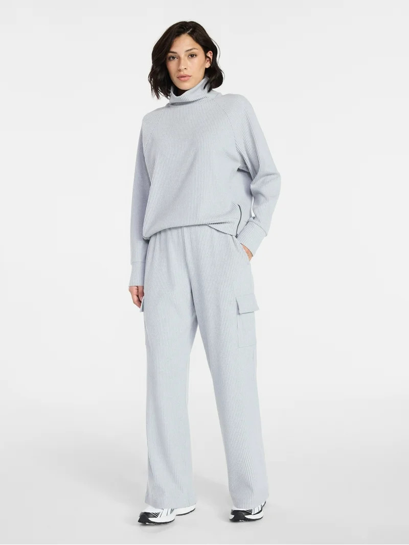 Avia Women's Corded Wide-Leg Cargo Pants, 30'' Inseam, Sizes XS-3XL | Walmart (US)