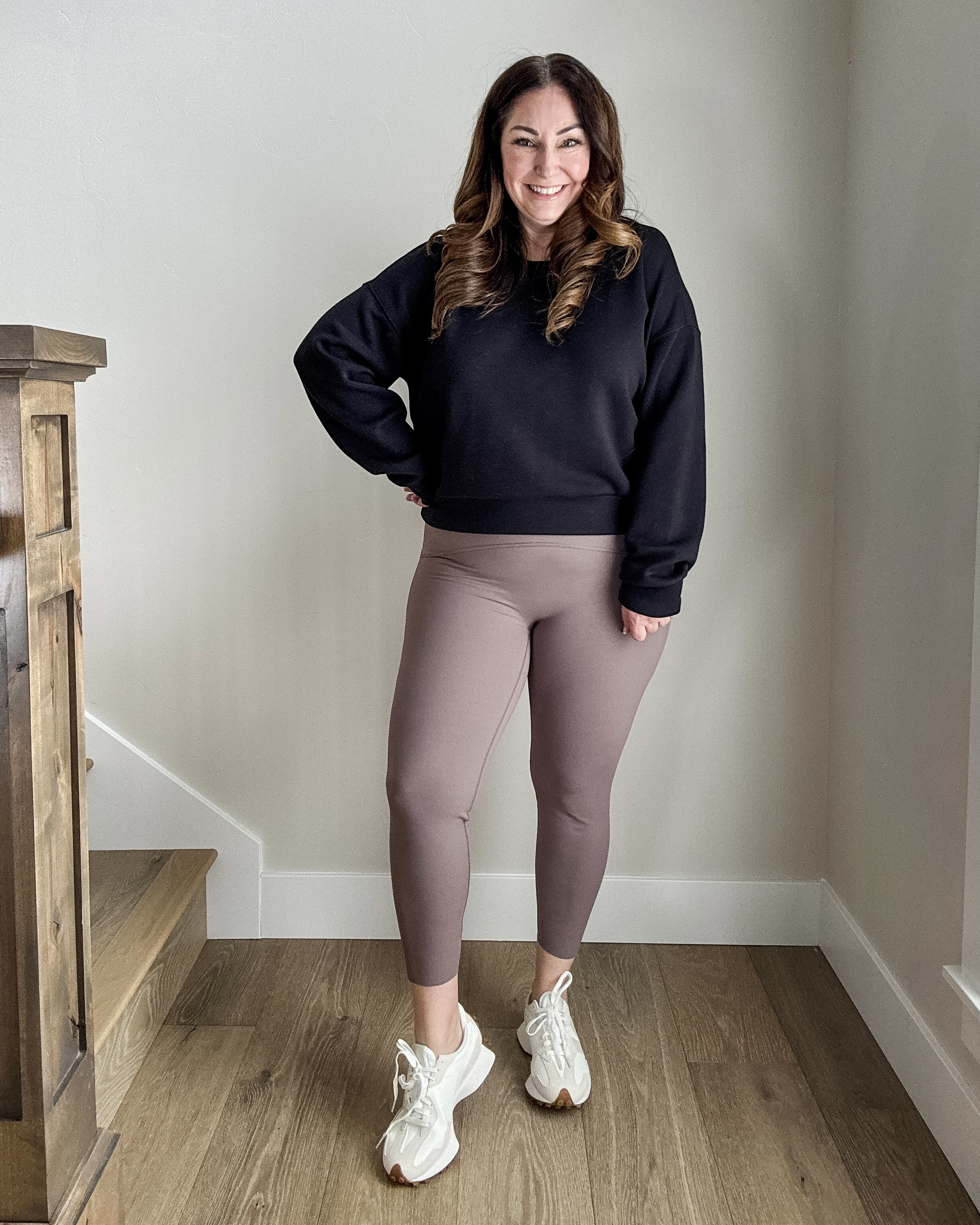 SPANXshape Booty Boost Leggings wearing XL, size up if in-between, wearing L in crew neck  
#spanxpartner @spanx 

 

#LTKMidsize #LTKFitness #LTKActive