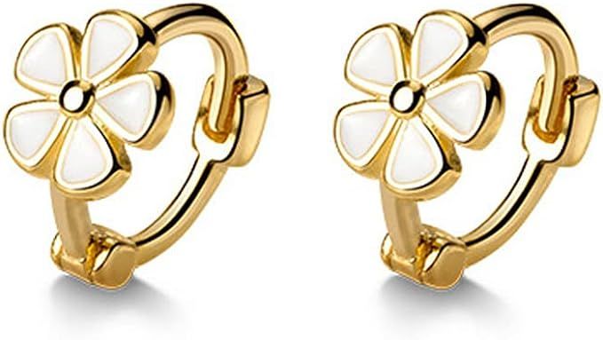 6mm Tiny Cute Flower Hoop Sterling Silver Mini Small Cartilage Hoop Earrings for Women Girls Teen... | Amazon (US)