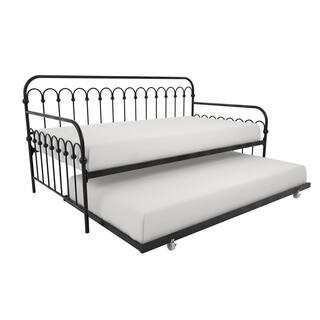 Bright Pop Black Metal Twin Daybed with Trundle | The Home Depot