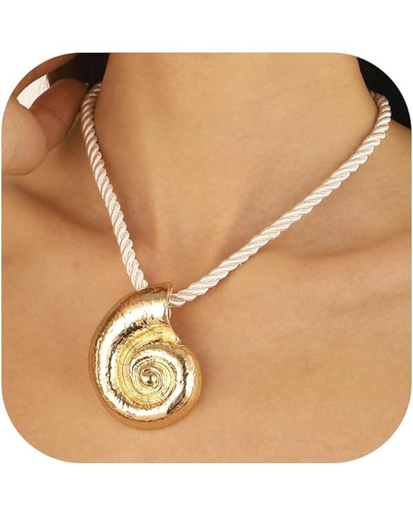 YANCHUN Shell Necklace Gold Starfish Conch Charm Necklaces for Women Trendy Statement Jewelry Dre... | Amazon (US)