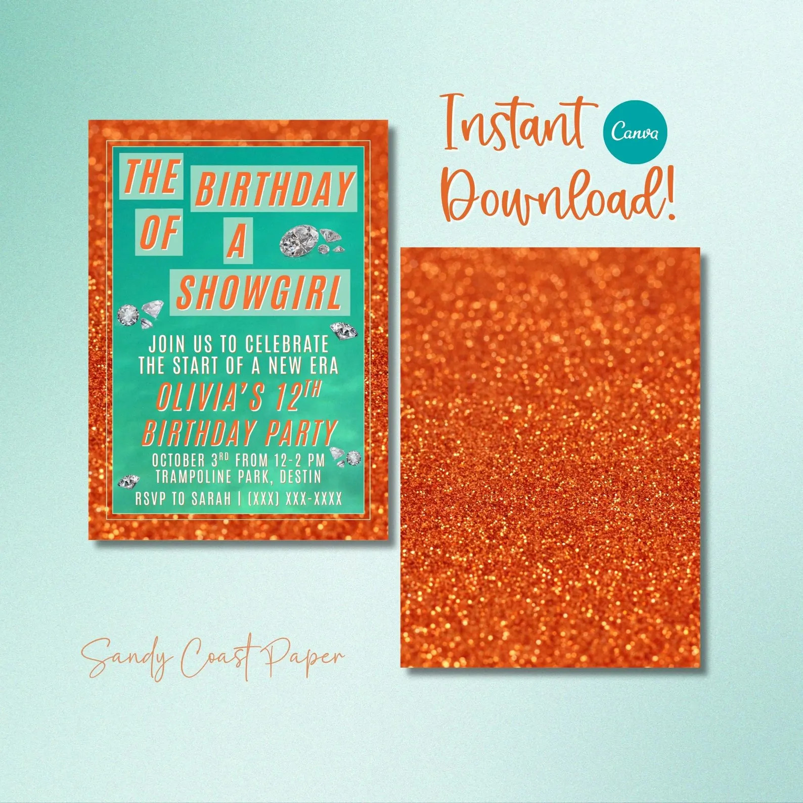 The Birthday of a Showgirl | Birthday Party Invitation Template | Instant Download - Etsy | Etsy (US)