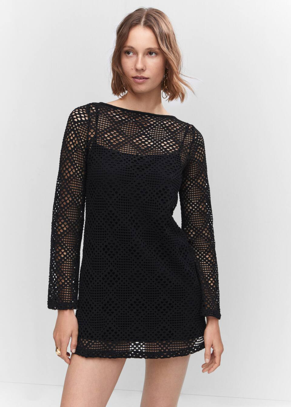Geometric-pattern openwork dress -  Women | Mango USA | MANGO (US)