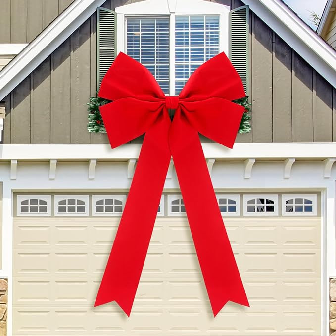 51 x 78 Inch Giant Red Christmas Bows Outdoor Extra Large Red Felt Bow Outdoor Decor for Garage D... | Amazon (US)