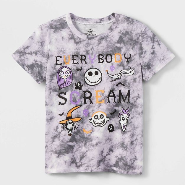 Girls' Disney The Nightmare Before Christmas 'Everybody Scream' Short Sleeve Graphic T-Shirt - Pu... | Target