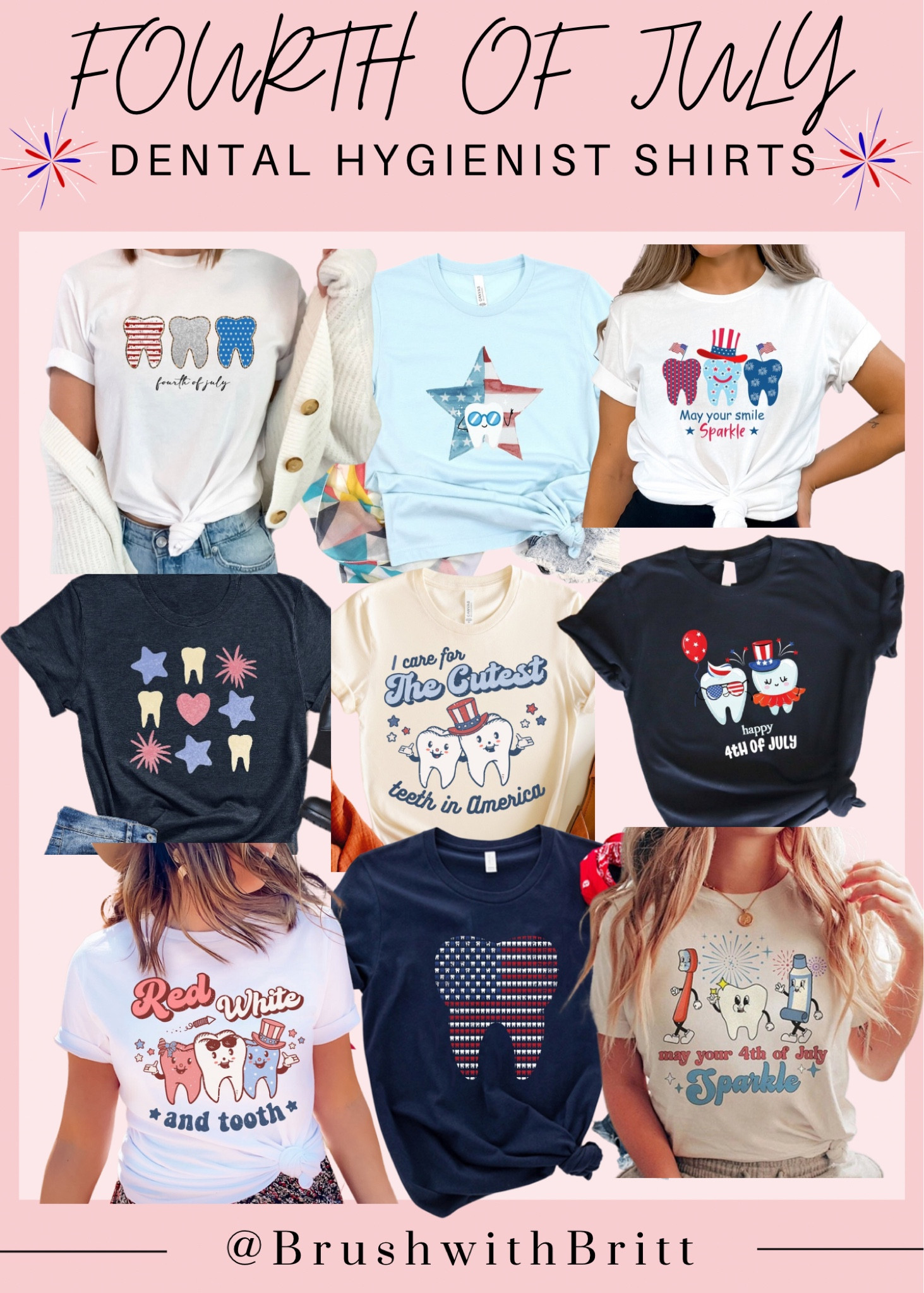 Fourth of July dental hygienist shirts 🦷🇺🇸❤️🤍💙🌟 | dental, dental hygienist, holiday workwear, 4th of July workwear, 4th of July, outfit inspo, dental shirts for 4th of July, teeth, tooth shirts, Etsy finds. 

#LTKSeasonal #LTKunder50 #LTKworkwear