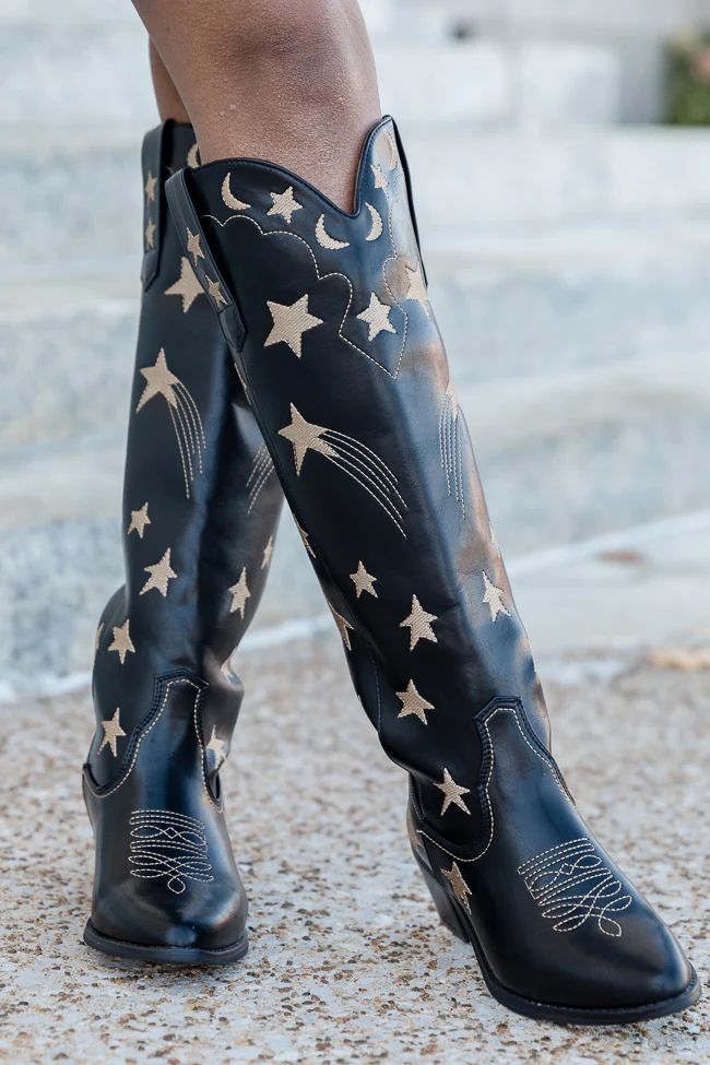 Luna Black Star and Moon Western Boot SALE | Pink Lily