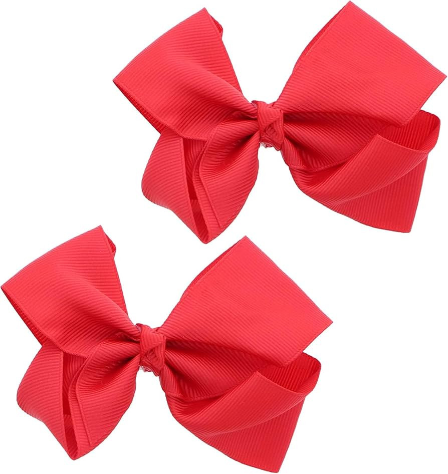 3 Inch Grosgrain Bow for Little Girls- Set of 2 (Red) | Amazon (US)