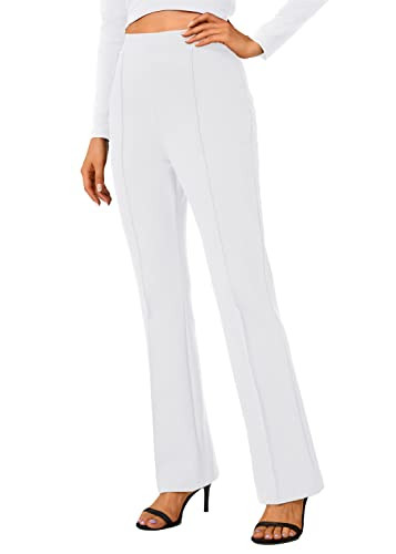 Urban CoCo Stretchy Work Pants Bootcut Yoga Pants Petite Slacks for Office Casual (White, S) | Amazon (US)
