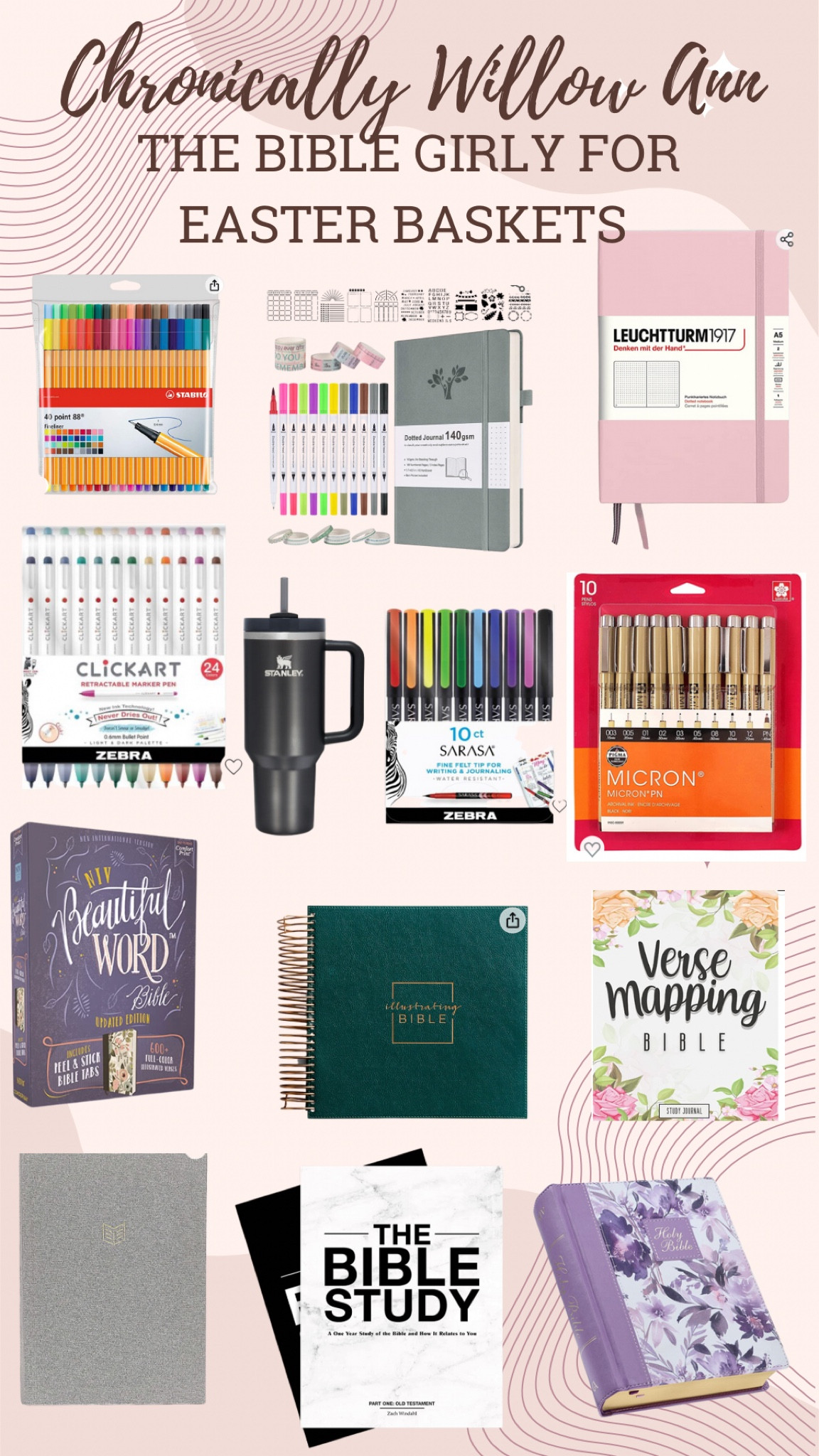 Bible study tools for Easter, these are great gifts for people who are wanting to dive into Christ. Giving a Bible to people is such a blessing and one where people can study and learn is wonderful. These are great gifts for people who want to dive deeper into the word. These pens are great for Bible journaling. Easter basket gifts, spring gifts, gifts for her, Gifts for him, bubke studying tools

#LTKSeasonal #LTKGiftGuide #LTKunder100