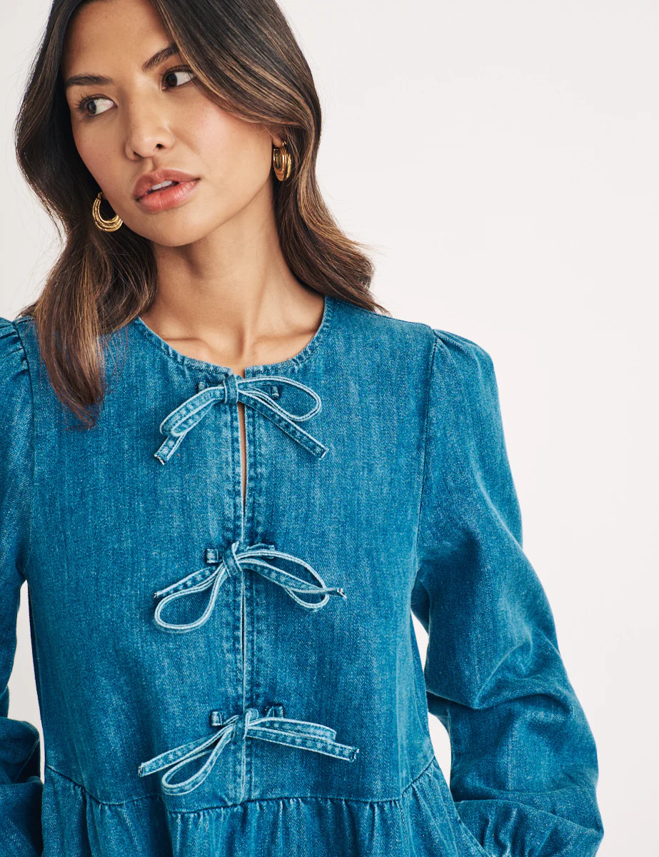 Denim Tie Front Eden Mini Dress | Nobody's Child