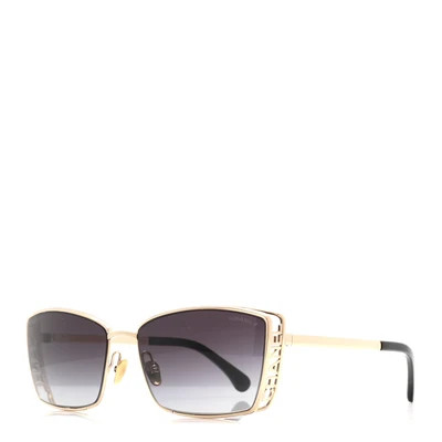 Metal Logo Square Sunglasses 71542 Black | FASHIONPHILE (US)