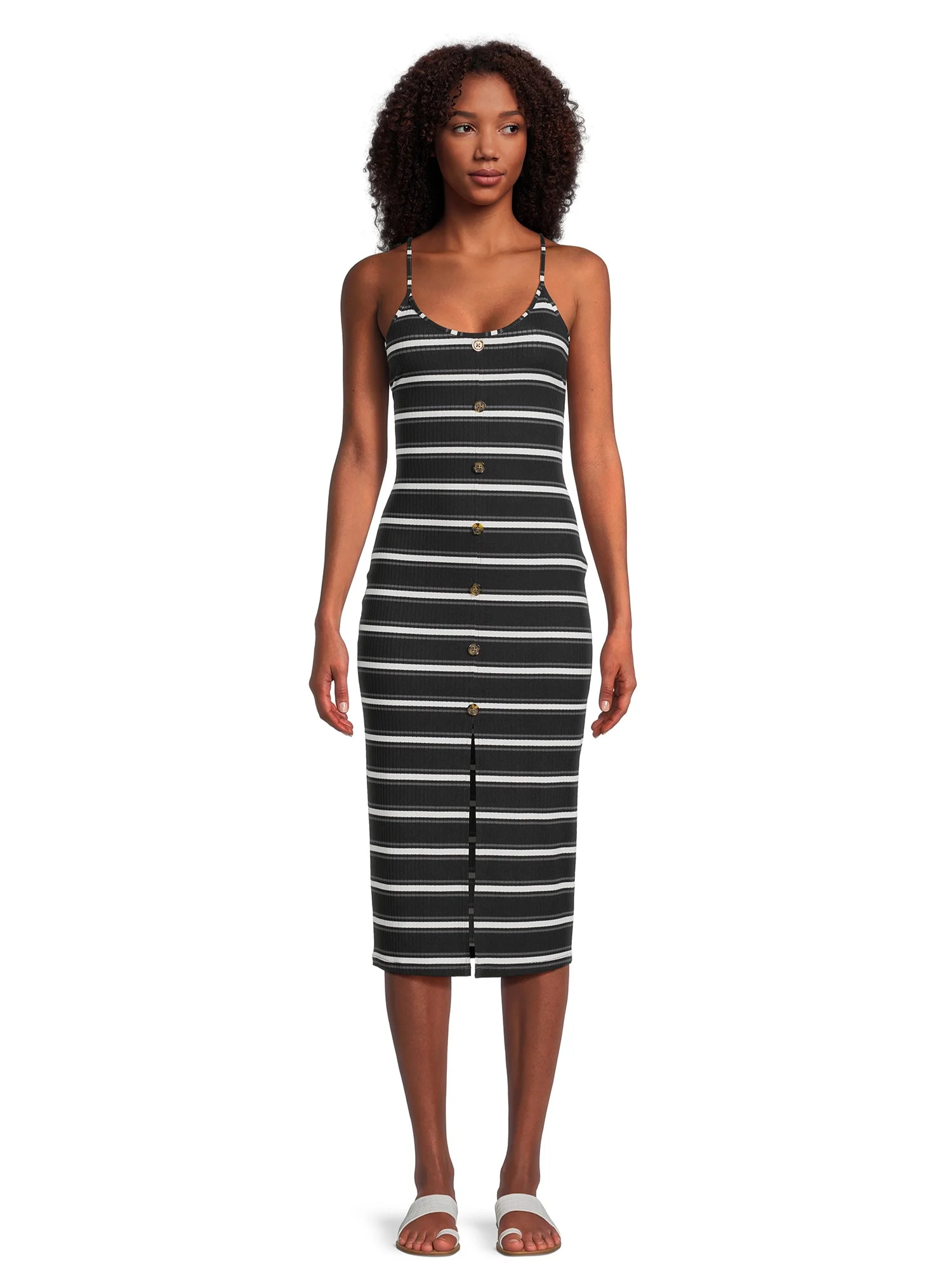 No Boundaries Juniors Button Front Midi Dress, Sizes XS-3XL | Walmart (US)