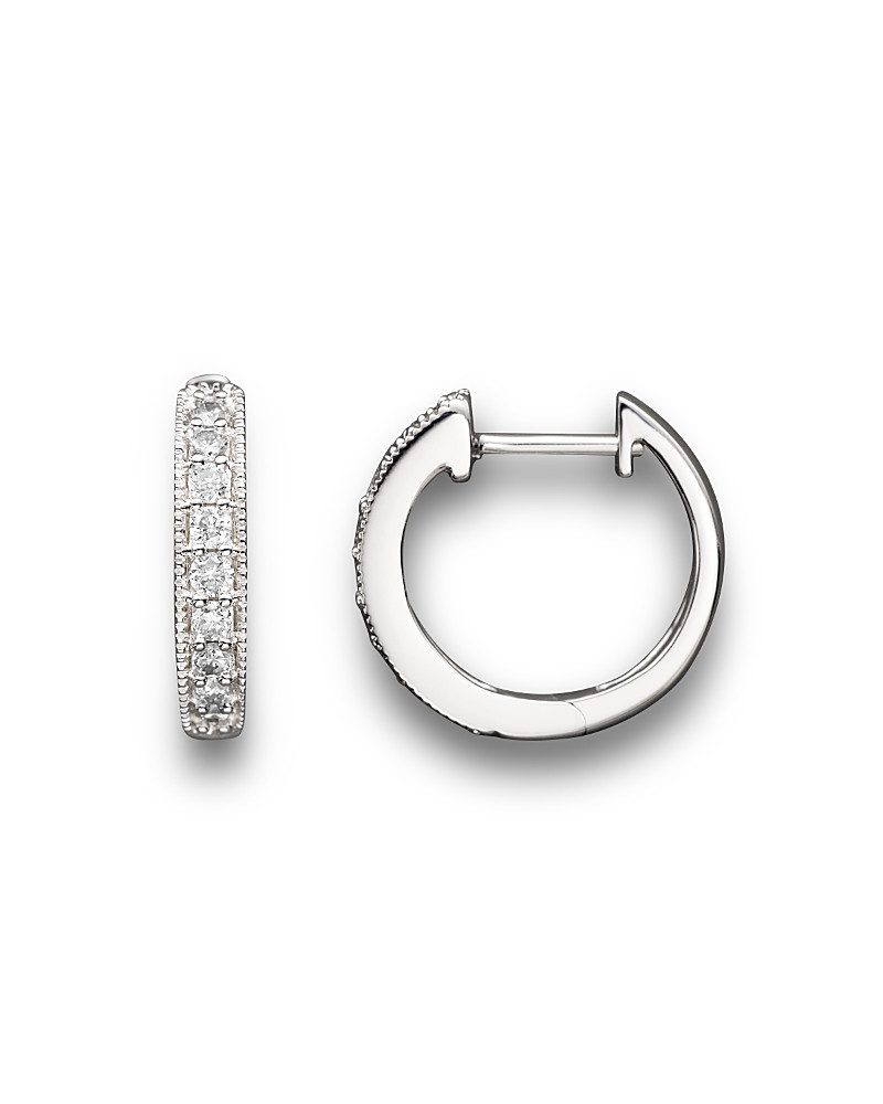 Diamond Bezel Set Huggie Hoop Earrings in 14K White Gold, .30 ct. t. w. - 100% Exclusive | Bloomingdale's (US)
