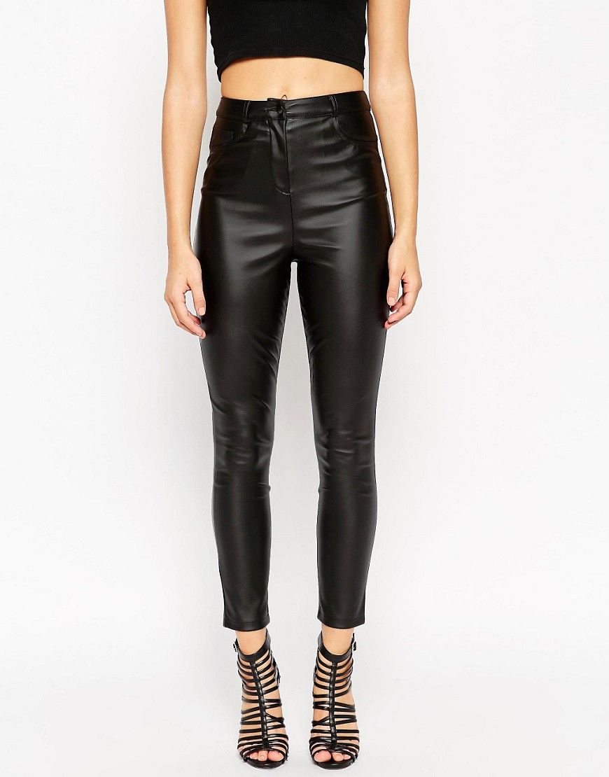 ASOS Leather Look Stretch Skinny Trousers | ASOS UK