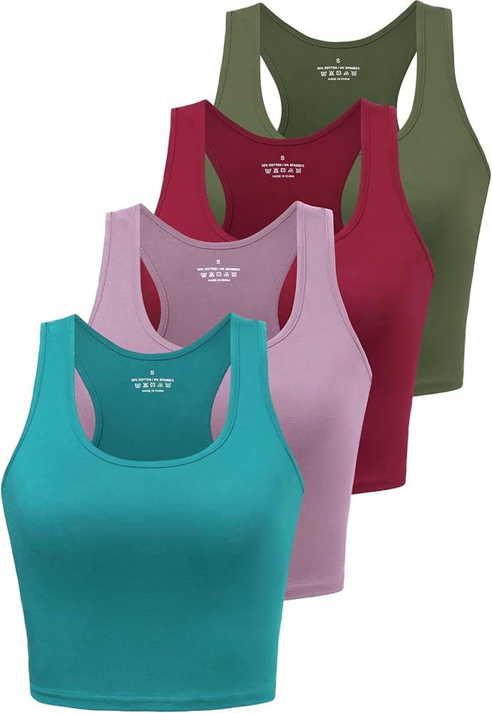 Sports Crop Tank Tops for Women Cropped Workout Tops Racerback Running Yoga Tanks Cotton Sleevele... | Amazon (US)