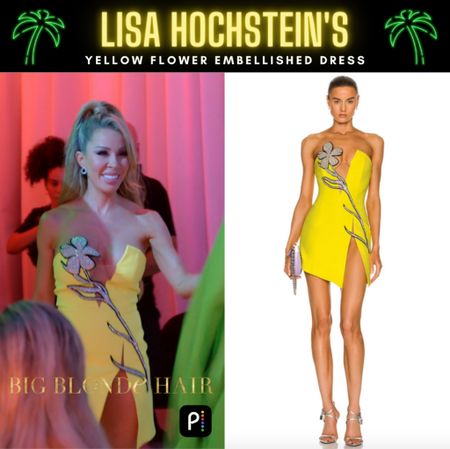 Flower Power // Get Details Yellow Flower Embellished Dress With The Link In Our Bio #RHOM #LisaHochstein