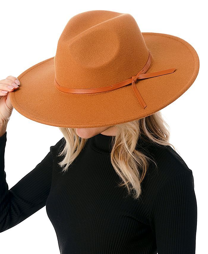 Women's Wool Blend Felt Hat with Vegan Leather Band | Macys (US)