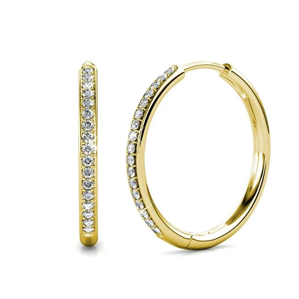 Cate & Chloe Bianca 18k White Gold Hoop Earrings with Swarovski Crystals, Female - Walmart.com | Walmart (US)