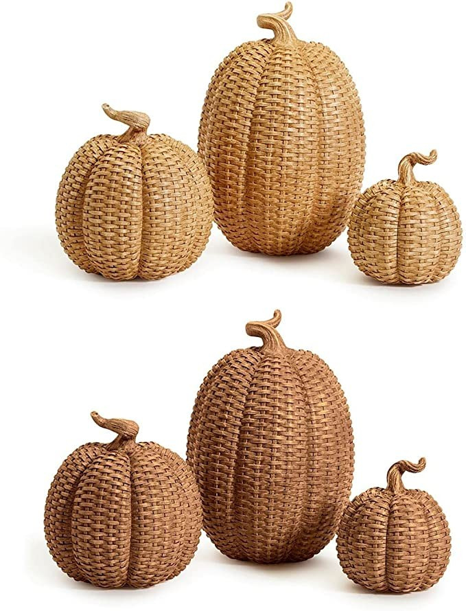 Two's Company S/3 Basketweave Pattern Pumpkins A/2 Colors | Amazon (US)
