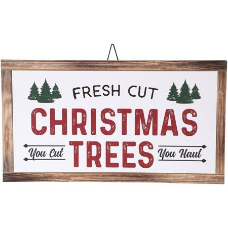 Belham Living White Fresh Cut Christmas Trees Christmas Decorative Sign, 18.9 in - Walmart.com | Walmart (US)