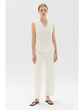 Charlotte Cotton Knit Vest Cream | David Jones (Australia & New Zealand)