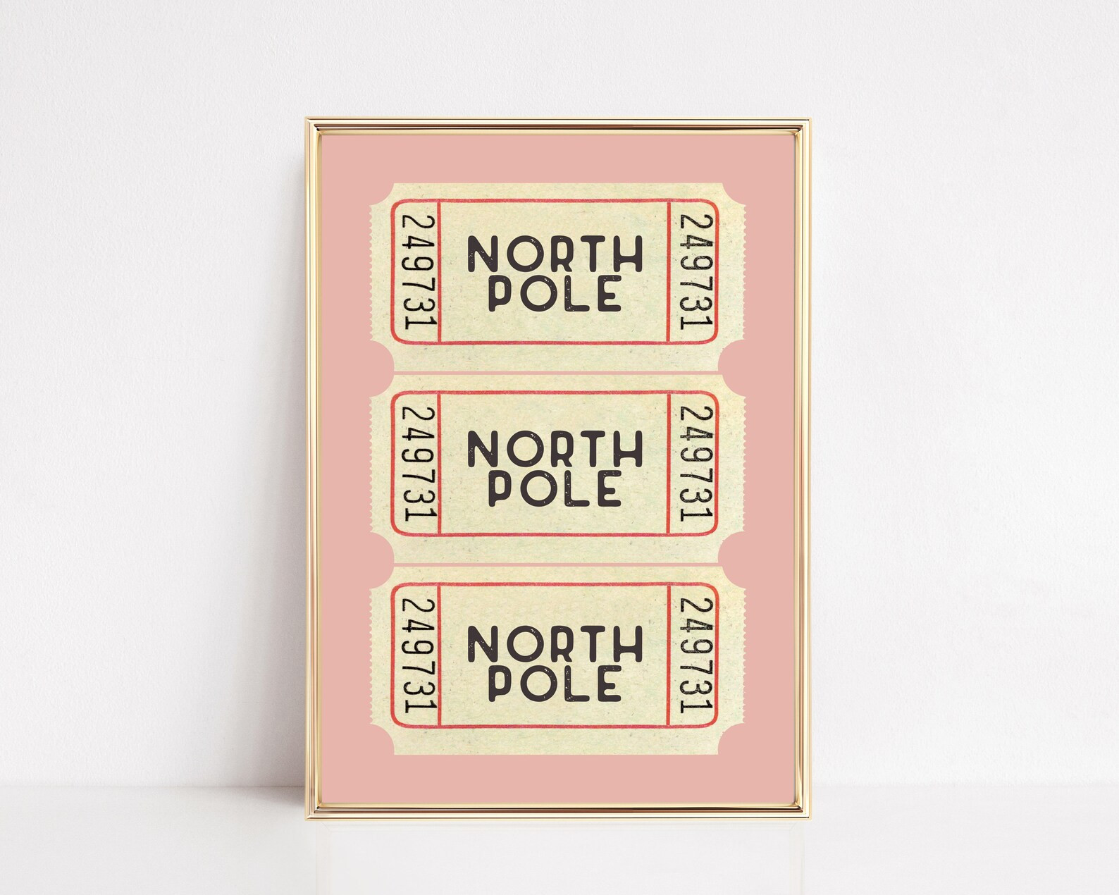 North Pole Ticket Print Pink Christmas Decor Trendy - Etsy | Etsy (US)