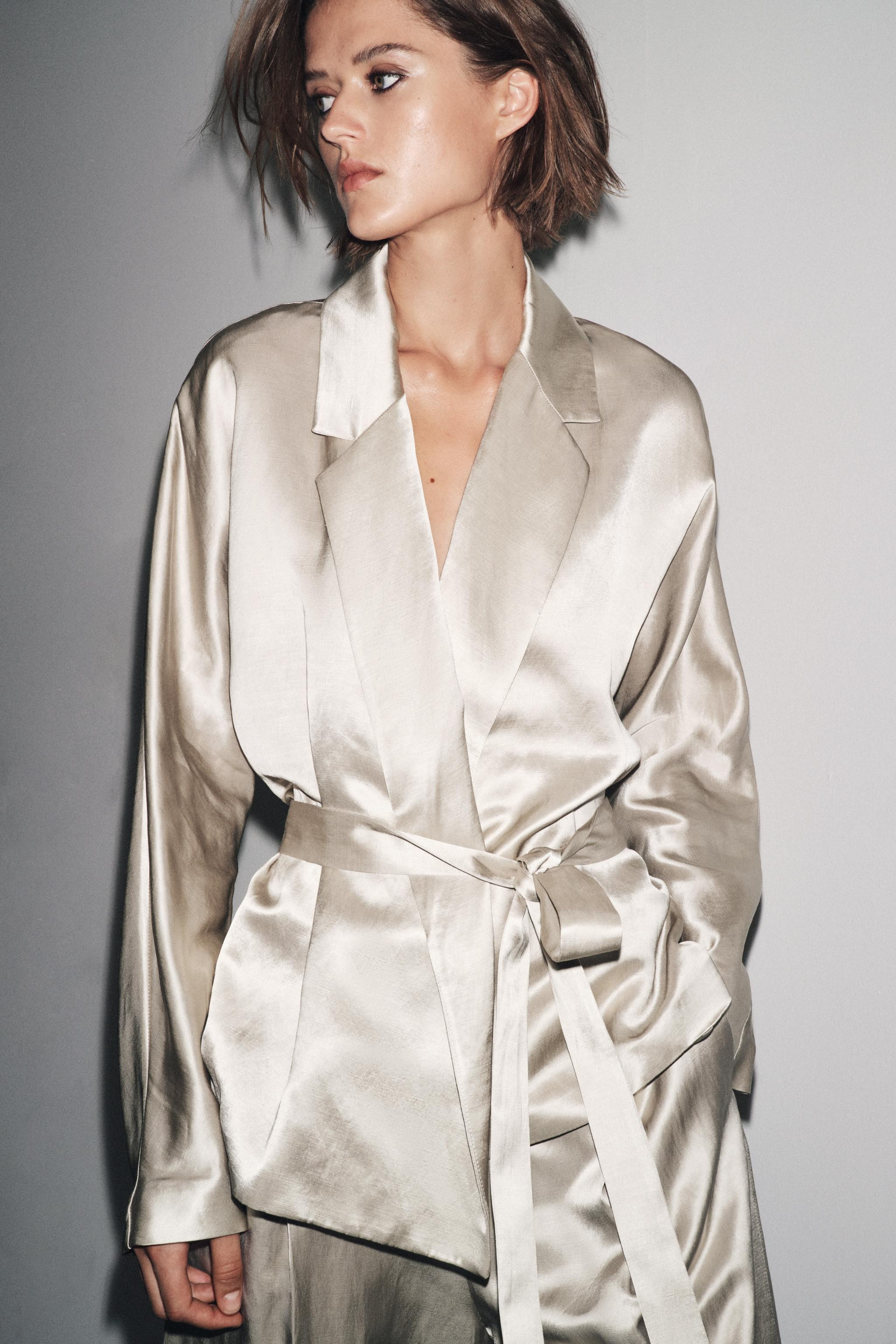 ZW COLLECTION LIMITED EDITION SATIN BELTED BLAZER | Zara UK