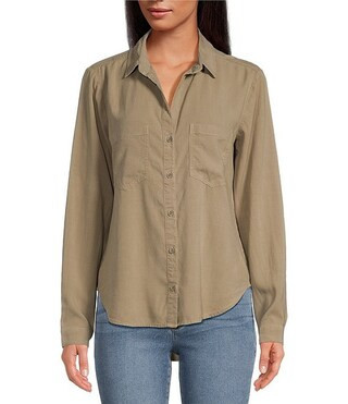 Cloth & Stone Long Sleeve Button Front Collared Coordinating Lyocell Shirt | Dillard's | Dillard's