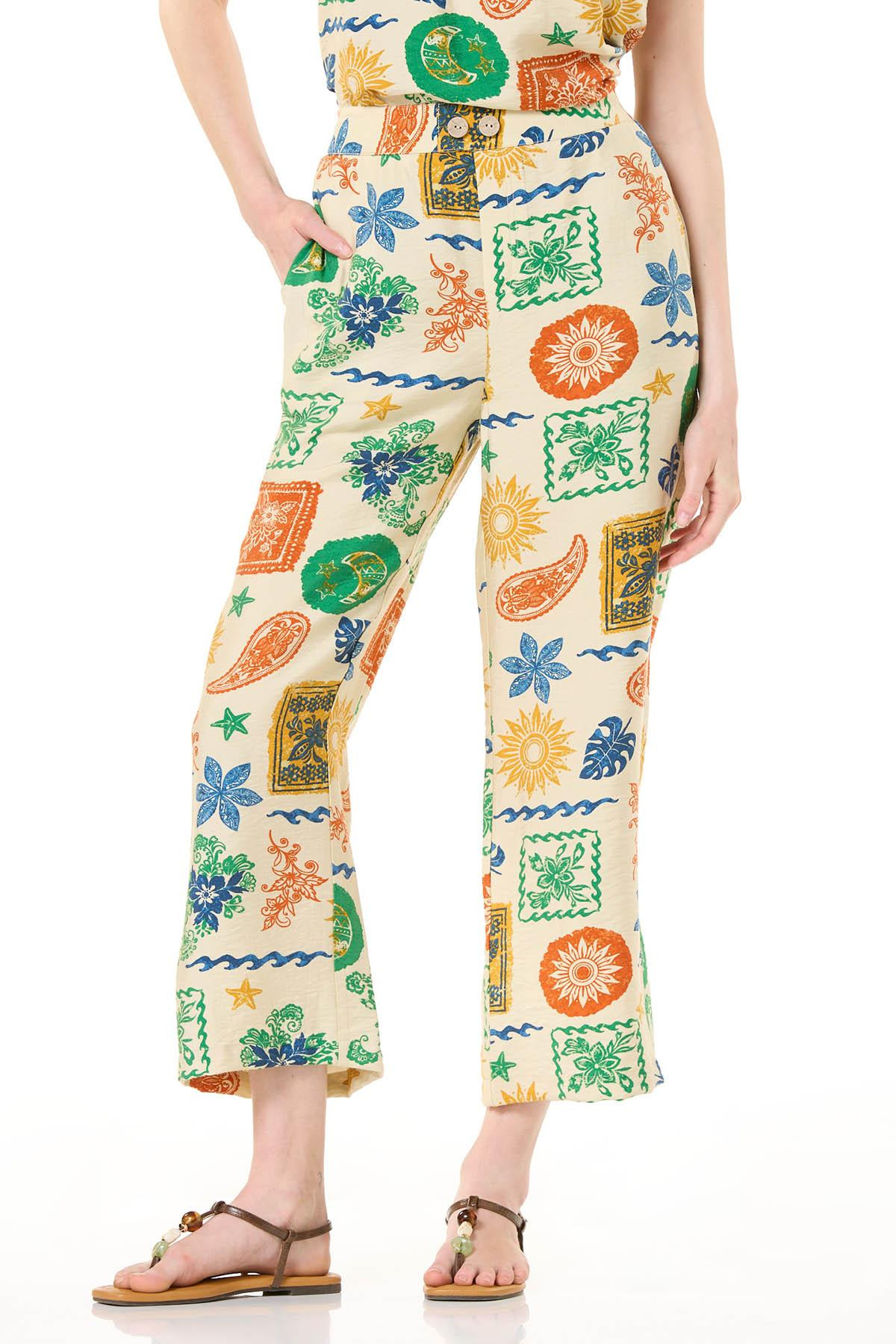 Cropped Tropical Stamp Pants | Cato Fashions