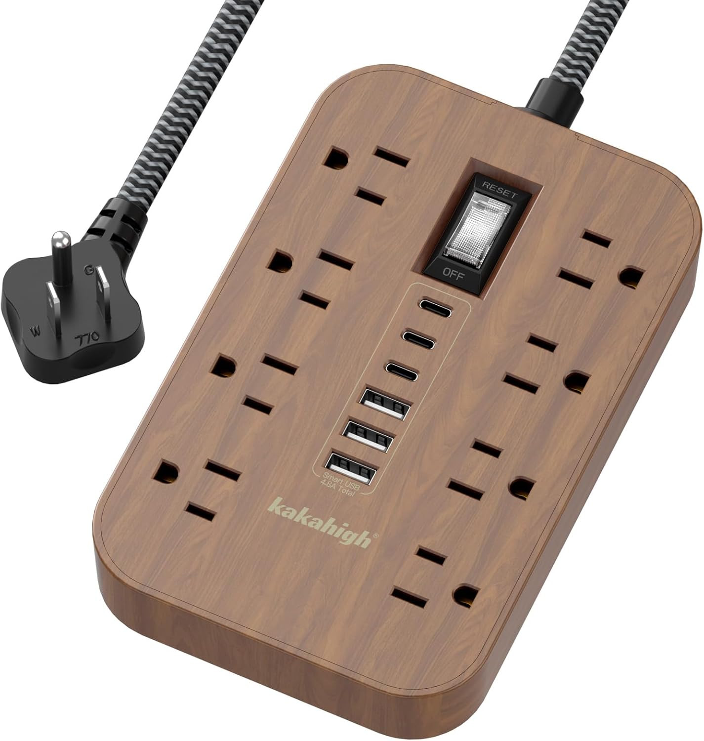 Walnut Power Strip with USB Ports - 5 FT | Amazon (US)