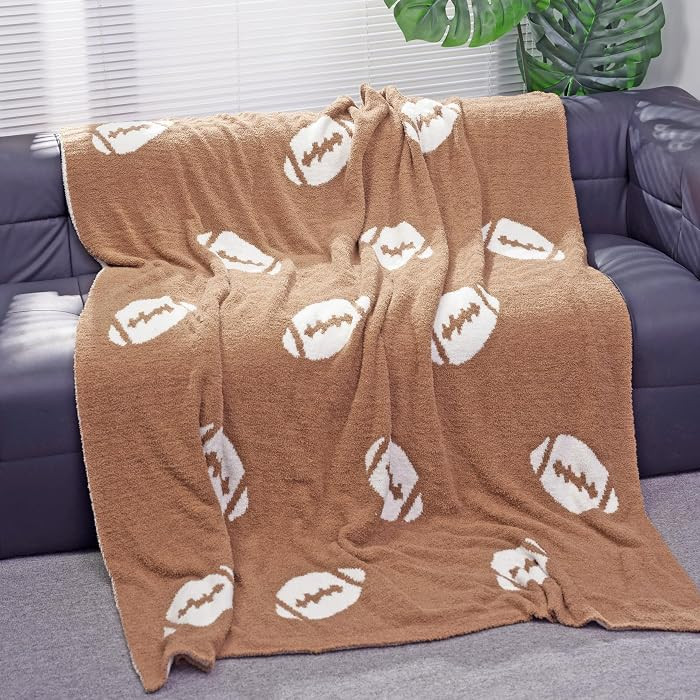 Soft Football Pattern Blanket Cozy Throw Blanket Perfect for Home Decor and Gift Giving, Rugby Sp... | Amazon (US)