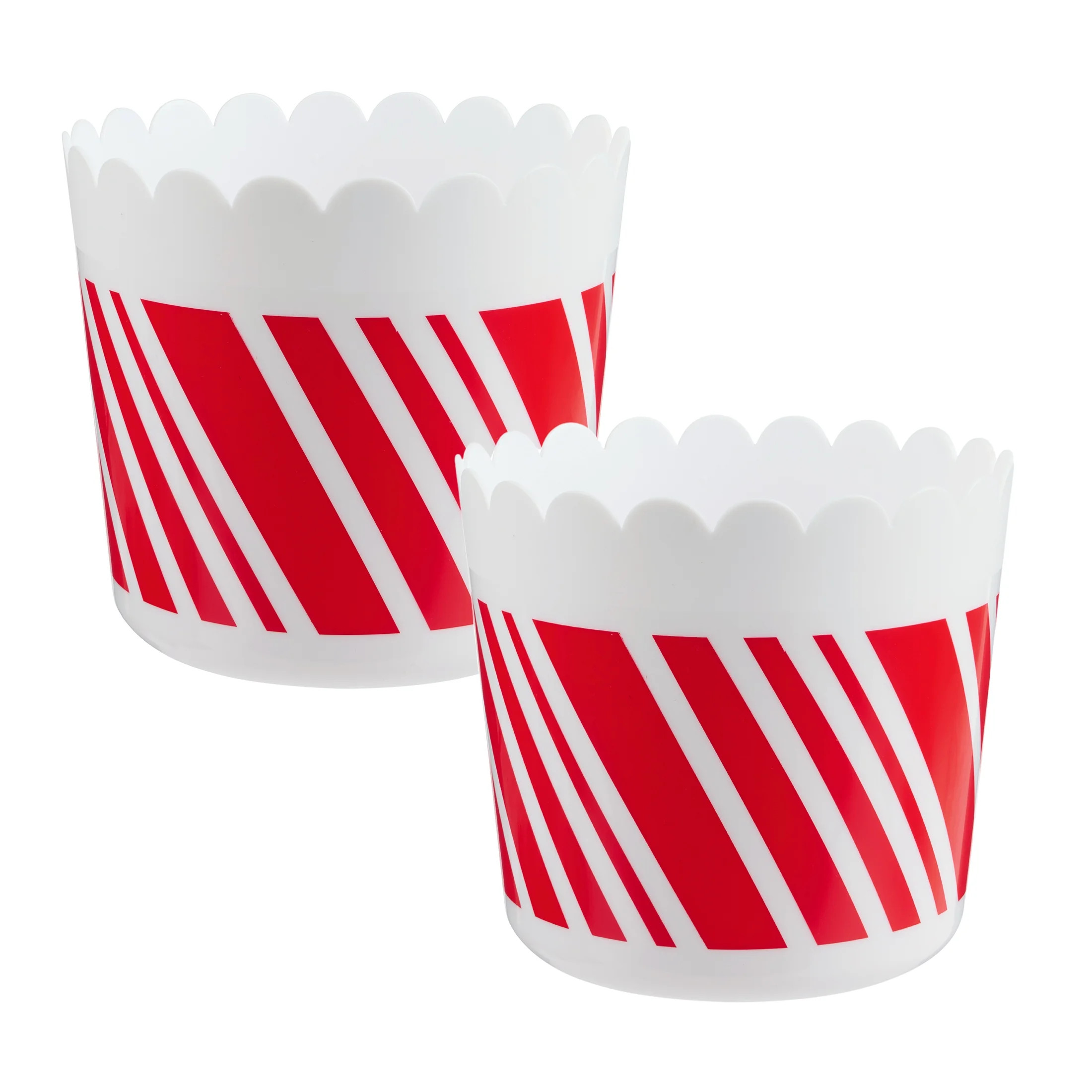 Holiday Time 2 piece Popcorn Bowl Set, Candy Cane Swirl, Red and White | Walmart (US)