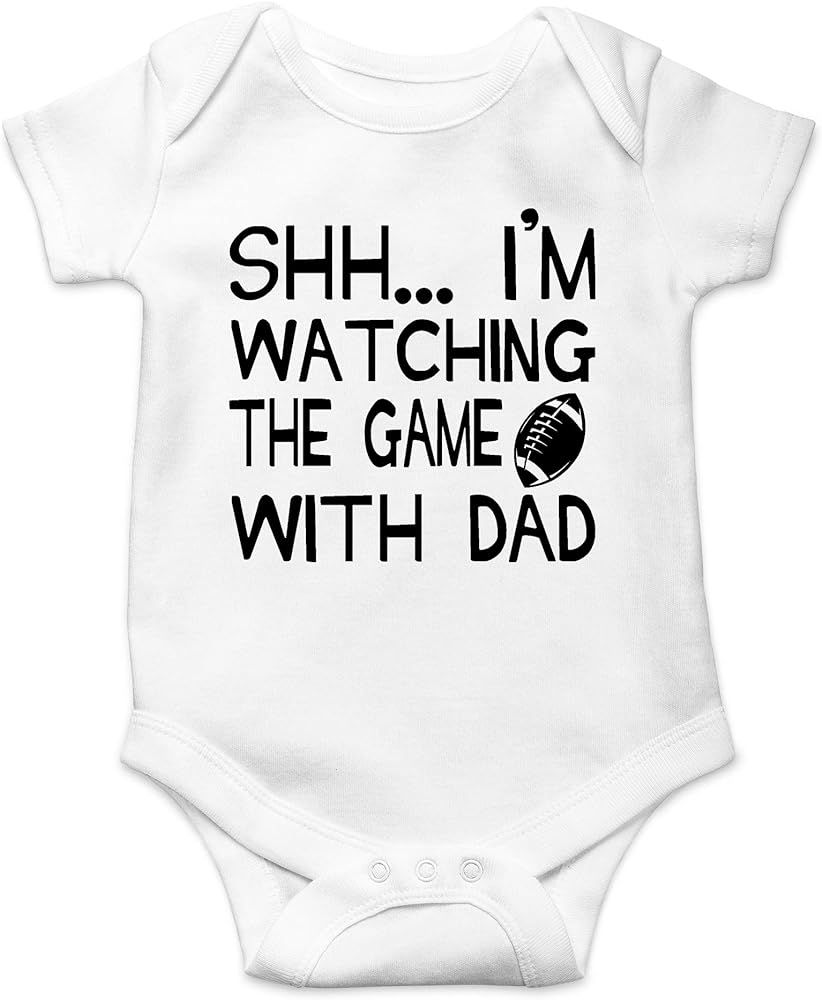 Shh... I'm Watching The Game With Dad Funny Cute One-Piece Infant Baby Bodysuit | Amazon (US)
