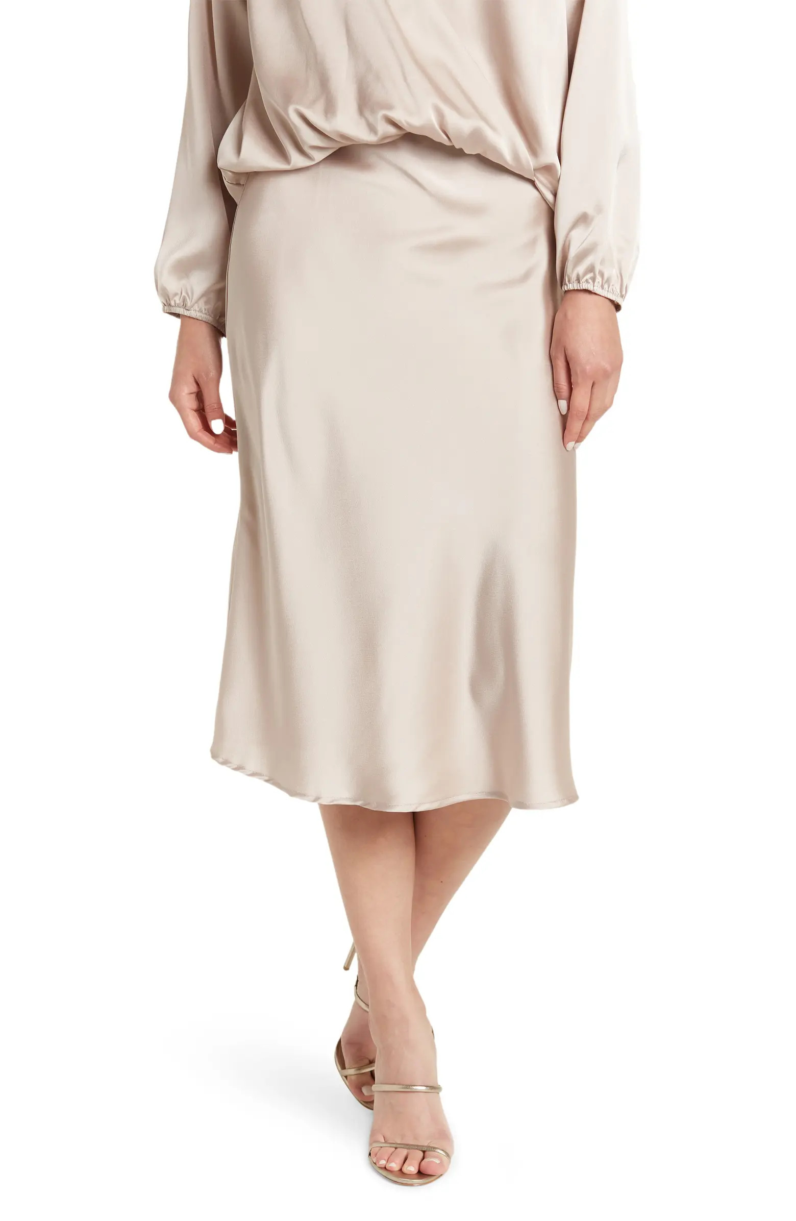 Solid Satin Midi Skirt | Nordstrom Rack