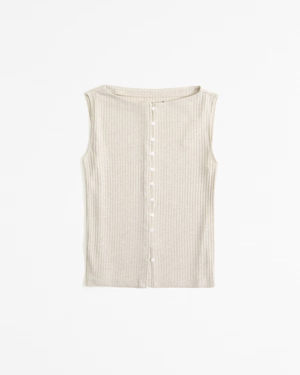 Wide Rib Slash Button-Up Top | Abercrombie & Fitch (US)