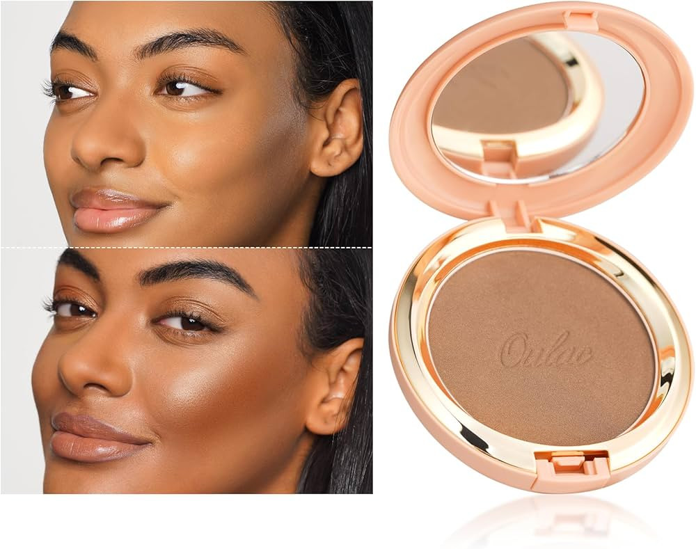 Oulac Shimmer Bronzer Powder Face Makeup Compact - Natural Sun Kissed Finish, Highlighter Bronzer... | Amazon (US)