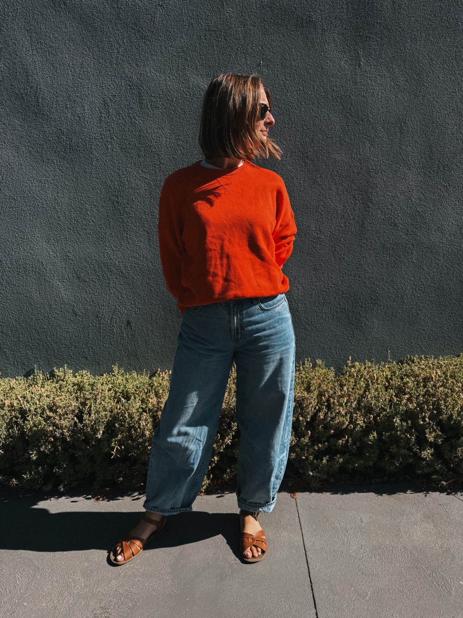 Jeans - Assembly Label. Wearing my usual size 26 
Sweater - Uniqlo. Sized up 2 sizes to a large 
Tshirt  - Uniqlo. Sized up one size to a medium 
Sandals - Saltwater. Tyre 

#LTKFashionMonth #LTKsummer #LTKaustralia