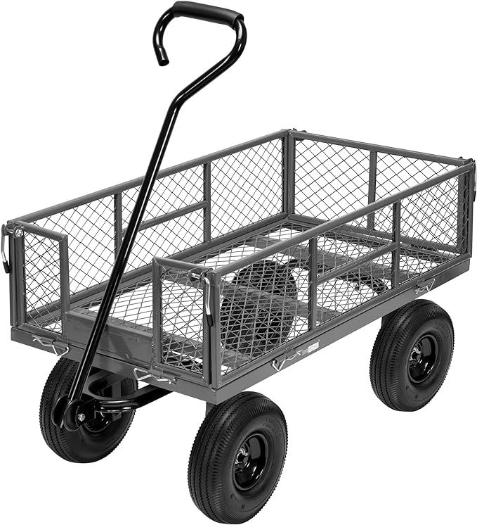 VIVOHOME Heavy Duty 880 Lbs Capacity Mesh Steel Garden Cart Folding Utility Wagon with Removable ... | Amazon (US)